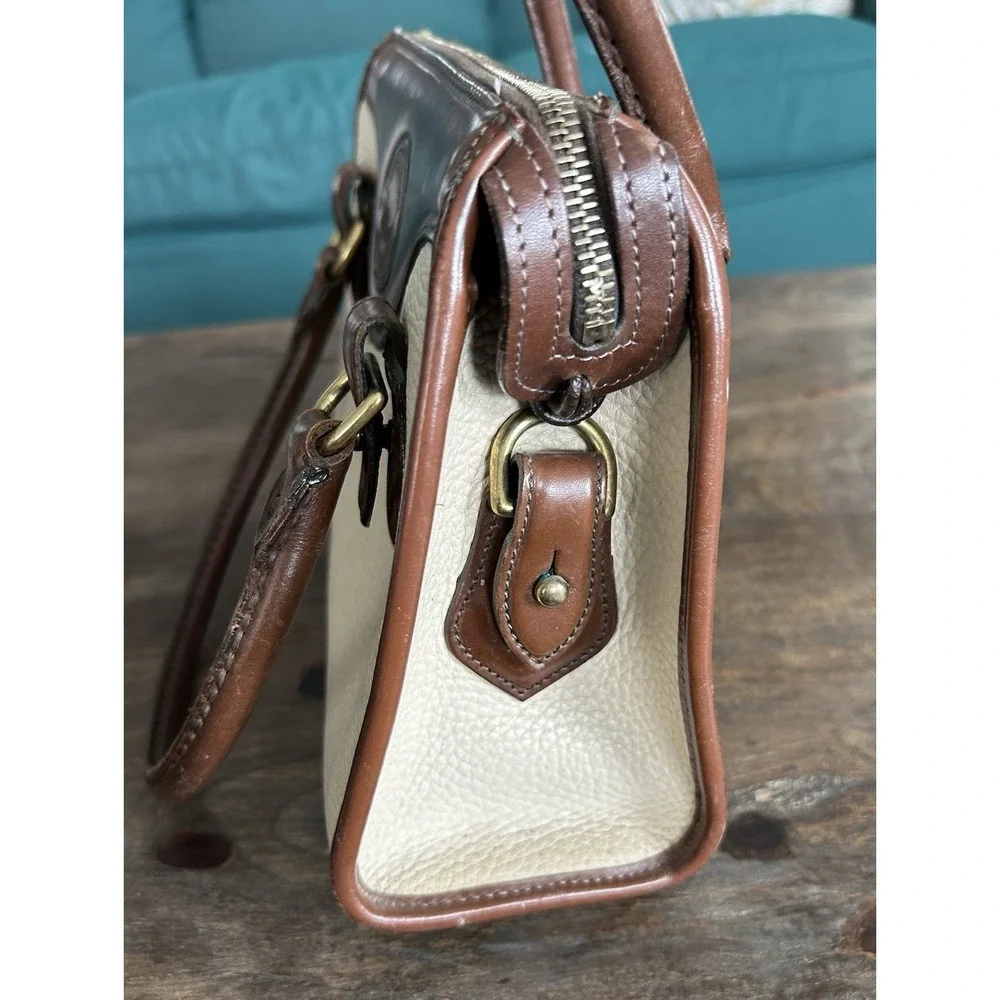 Dooney & Bourke Rare Vintage AWL Satchel Handbag in Bone &‎ Burnt Cedar